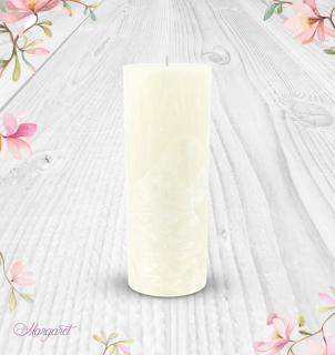 Svíčka Válec 3 (20 cm) – Bílá / Svěží bavlna / Květinka